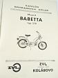Babetta typ 210 moped - katalóg náhradných dielov - Jawa - ZVL Kolárovo