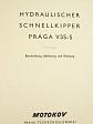 Praga V3S-S Hydraulischer Schnellkipper - Beschreibung, Bedienung und Wartung - Nachtrag - Motokov