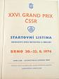 Grand Prix ČSSR - 22. 8. 1976 - Brno - program + startovní listina + propozice