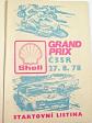 Grand prix ČSSR - mistrovství světa - 25. - 27. 8. 1978 - Brno - program + startovní listina + vstupenky