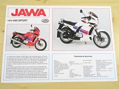 JAWA 350 Tipo 640 Sport, 638 Standard - prospekt - španělsky