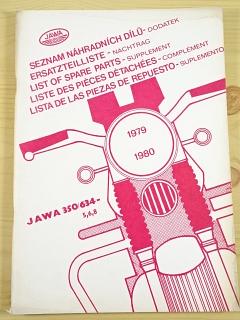 JAWA 350/634-5, 6, 8 - seznam náhradních dílů - dodatek - 1979 - 1980