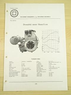 Manet - dvoudobý motor Manet S 100 - katalogový list - 1960 - Považské strojárne, n. p. Považská Bystrica