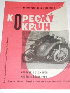 Kopecký okruh - Kopeček u Olomouce - 4. října 1964 - mistrovství ČSSR motocyklů - program