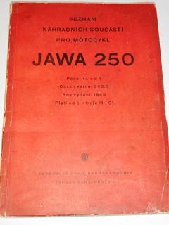 JAWA 250 typ 11 - pérák - 1949 - seznam náhradních součástí