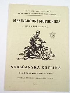 Sedlčanská kotlina - 28. 10. 1965 - Sedlčany - mezinárodní motocross - setkání mistrů - program