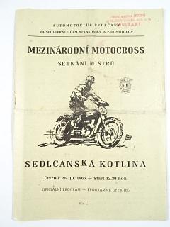 Sedlčanská kotlina - 28. 10. 1965 - Sedlčany - mezinárodní motocross - setkání mistrů - program