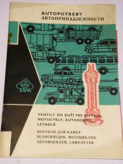 Ventily do duší pre bicykle, motocykly, automobily, letadlá - Autopotreby - Motokov  - 1962