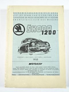 Škoda 1200 - seznam náhradních dílů - 1955 - Motokov