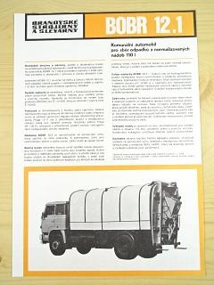 BSS - Bobr 12.1 - komunální automobil pro sběr odpadků z normalizovaných nádob 110 l - Škoda Liaz Š 110.830 - prospekt - 1985