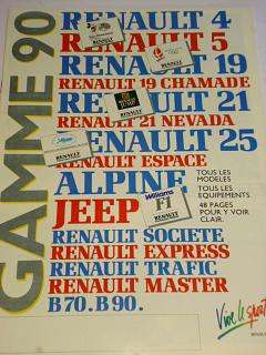 Renault 4, 5, 19, 21, 25, Espace, Alpine, Jeep... prospekt