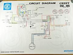 ČZ - Čezet 250 typ 485 - Circuit diagram - plakát - 1980 - Motokov