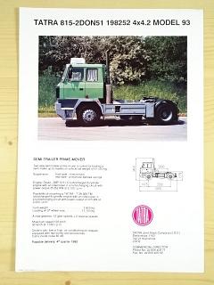 Tatra 815-2DON51 198252 4x4.2 model 1993 - návěsový tahač - prospekt