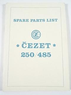 ČZ 250/485 Čezet - Spare Parts List - 1979