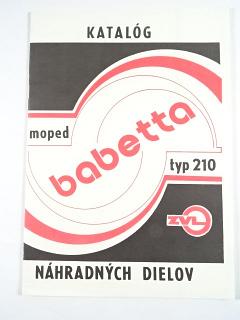 Babetta typ 210 moped - katalóg náhradných dielov - Jawa - ZVL Kolárovo - Motokov