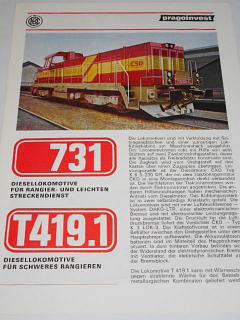 ČKD - Diesellokomotive 731, T 419.1 - prospekt - 1990 - Pragoinvest