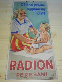Radion pere sám! dětské prádlo hygienicky čisté - papírová reklama