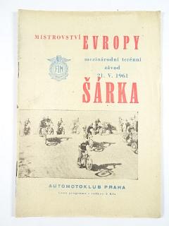 Šárka - Mistrovství Evropy - mezinárodní terénní závod - 21. V. 1961 - program