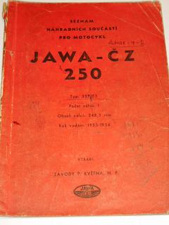 JAWA-ČZ 250 typ 353/03 - 1955-1956 - seznam náhradních součástí