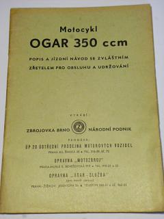 OGAR 350 - Jawa pérák - 1948 - popis a jízdní návod se zvláštním zřetelem pro obsluhu a udržování