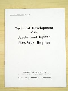 Technical Development of the Javelin and Jupiter Flat-Four Engines - Jowett Cars Limited - 1953