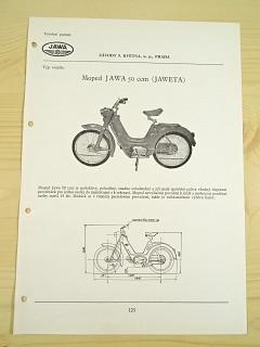 JAWA 50 ccm - moped - Jawetta - katalogový list - 1960
