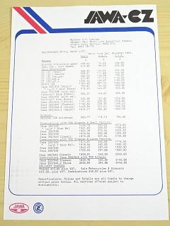 JAWA-CZ - Price List - 1993 - Motokov U. K.