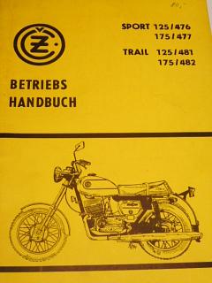 ČZ Sport 125/476, 175/477, Trail 125/481, 175/482 - Betriebs Handbuch - 1976