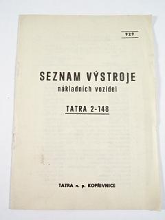 Tatra 2-148 - seznam výstroje nákladních vozidel - 1981