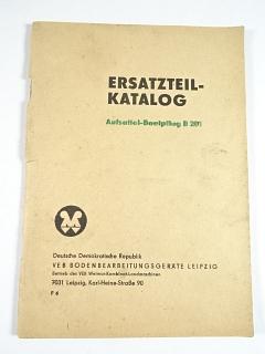 Aufsattel - Beetpflug B 201 - Ersatzteilkatalog - 1976