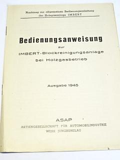 IMBERT - Bedienungsanweisung zur Imbert - Blockreinigungsanlage bei Holzgasbetrieb - 1945 - ASAP - Škoda