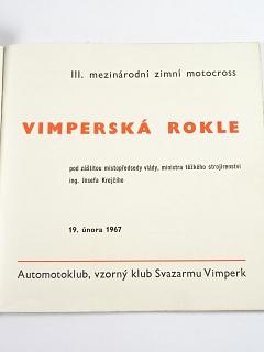 Vimperská rokle - III. mezinárodní zimní motocross - 19. února 1967 - Vimperk - program