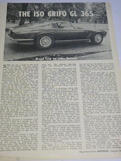 ISO Grifo GL 365 - Road test by John Bolster - 1966