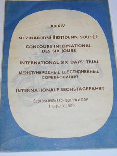 XXXIV. mezinárodní šestidenní soutěž Československo - Gottwaldov - 14. - 19. IX. 1959 - mapa