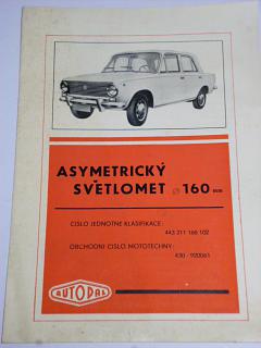 Autopal - asymetrický světlomet průměr 160 mm - LADA, VAZ