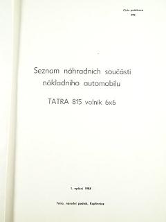 Tatra 815 valník 6 x 6 - seznam náhradních součástí - 1984