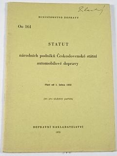 Statut národních podniků Československé státní automobilové dopravy - Oo 161 - 1959 - ČSAD