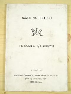 EC ČSAB 4-3/1-400/231 - elektrocentrála - návod na obsluhu - 1989 - BEZ Bratislava