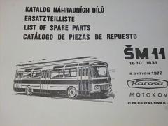 Karosa ŠM 11 - katalog náhradních dílů autobusu - 1972