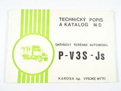 Praga V3S - Js - skříňový terénní automobil - technický popis a katalog náhradních dílů