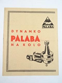 Palaba - dynamko na kolo - návod + záruční list - 1939 - Pála akc. spol. Slaný
