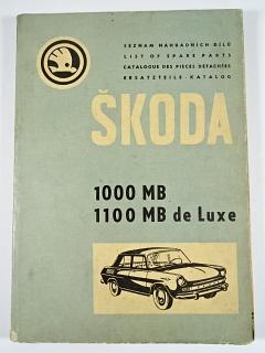 Škoda 1000 MB, 1100 MB de Luxe - 1968 - 1969 - seznam náhradních dílů - Motokov