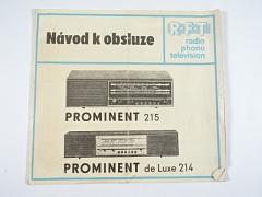 Prominent 215 - Prominent de Luxe 214 - návod k obsluze - 1975 - R.F.T.