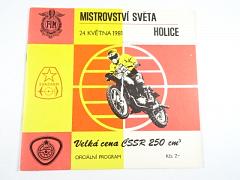 Mistrovství světa Holice - 24. května 1981 - Velká cena ČSSR 250 ccm - oficiální program - XXXI. ročník motokrosu O štít města Holic