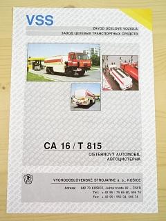 Tatra 815 CA 16 - cisternový automobil - prospekt - VSS Košice