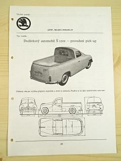 Škoda 1201 dodávkový automobil - pick-up - katalogový list - 1960
