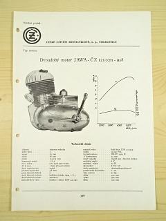 ČZ - dvoudobý motor JAWA-ČZ 125 ccm - 958 - katalogový list - 1960