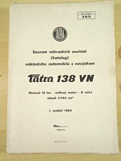 Tatra 138 VN - katalog náhradních dílů - 1963