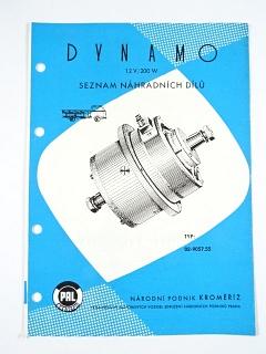 PAL - dynamo 12V/200 W - seznam náhradních dílů