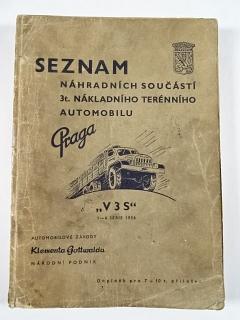 Praga V3S - seznam náhradních součástí - 1956